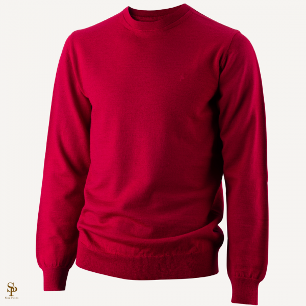 Suéter em Lã Natural Gola Red.